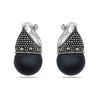 Tang & Song Sterling Silver and Marcasite Basket Earring with Black Onyx Beads