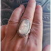 Tang & Song Sterling Silver and Marcasite Mother of Pearl Wave Oval Ring