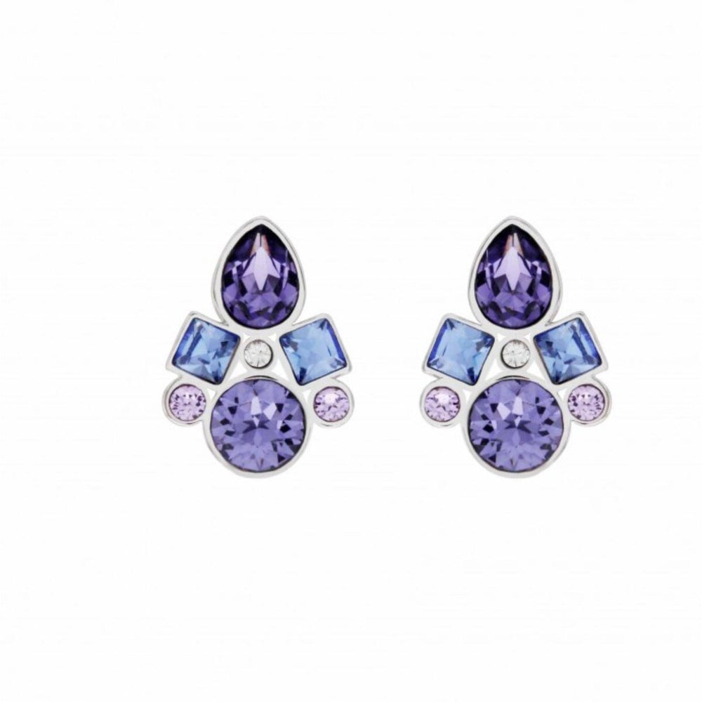 Tanzanite Blue Swarovski Crystal Clustered Stud Earrings