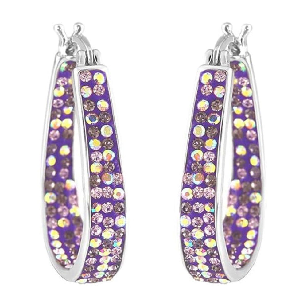 Tanzanite Inside Out Crystal Hoop Earrings For Women