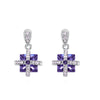 Tanzanite Square Crystal Cross Swarovski Crystal Drop Earrings