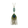 Tasseled Peacock Feather Necklace - White