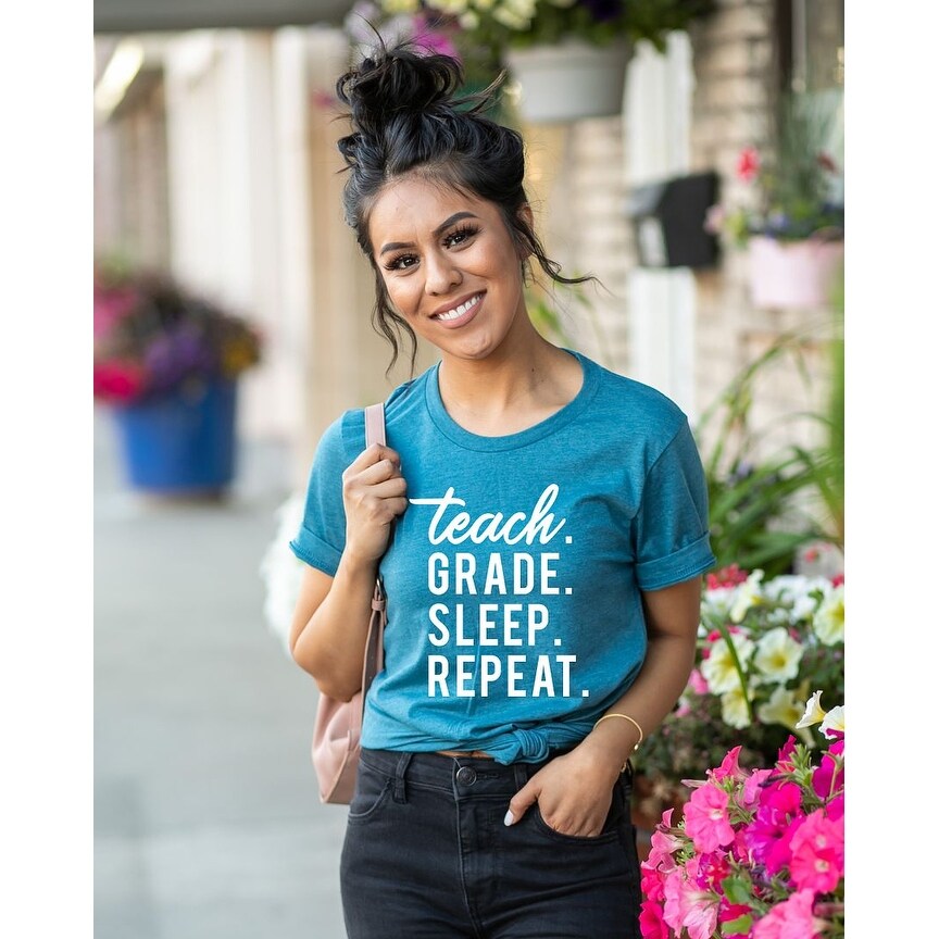 Teach Grade Sleep Repeat Short Sleeve Crewnneck Tee