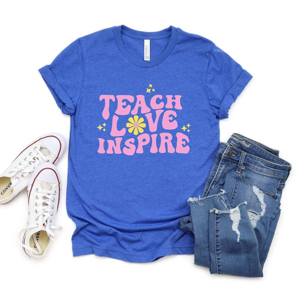 Teach Love Inspire Flowers Short Sleeve Crewnneck Tee