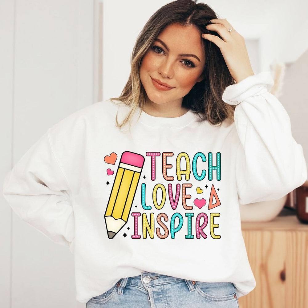 Teach Love Inspire Pencil Graphic Sweatshirt