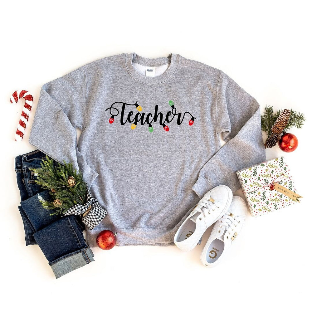 Teacher Christmas Lights Graphic Sweatshirt