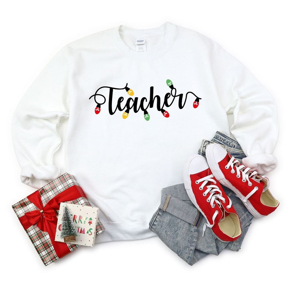 Teacher Christmas Lights Graphic Sweatshirt