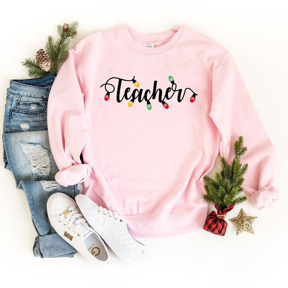 Teacher Christmas Lights Graphic Sweatshirt