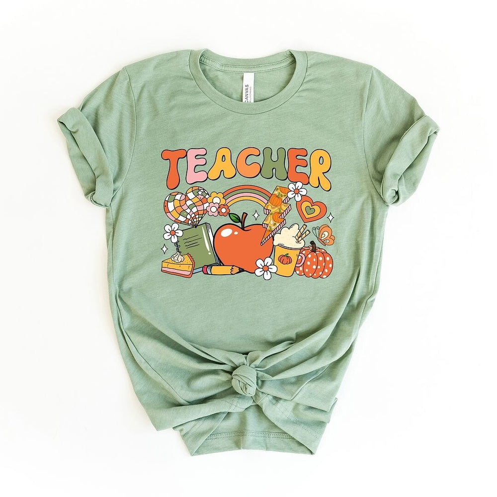 Teacher Fall Collage Short Sleeve Tee