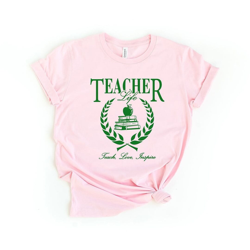 Teacher Life Books Short Sleeve Crewnneck Tee