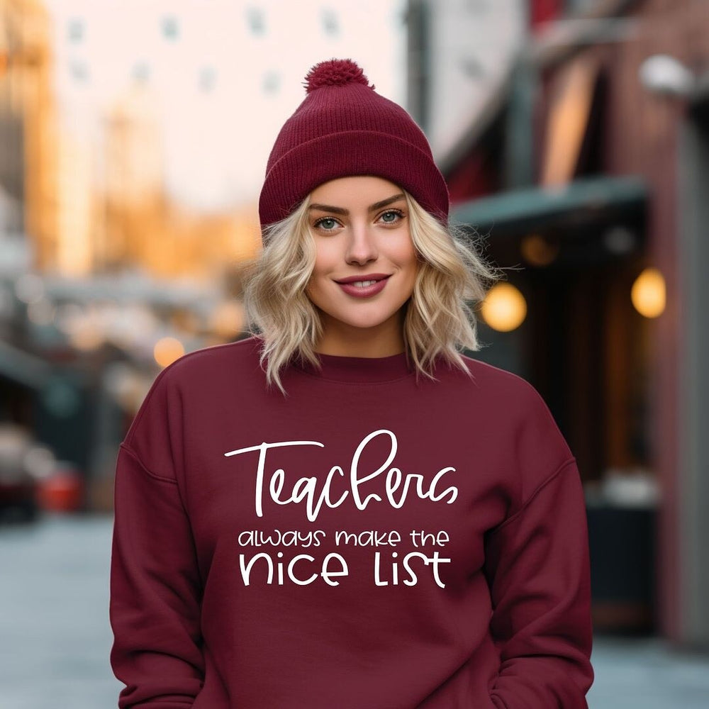 Teachers Always Make The Nice List Graphic Sweatshirt