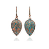 Teal Brass Geometric Teardrop Earrings