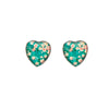 Teal Cherry Blossom Heart Stud Earrings