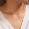 Teal Goldtone Beaded Necklace - White