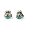 Teal Goldtone Little Bug Stud Earrings