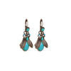 Teal Howlite Brass Bug Drop Earrings