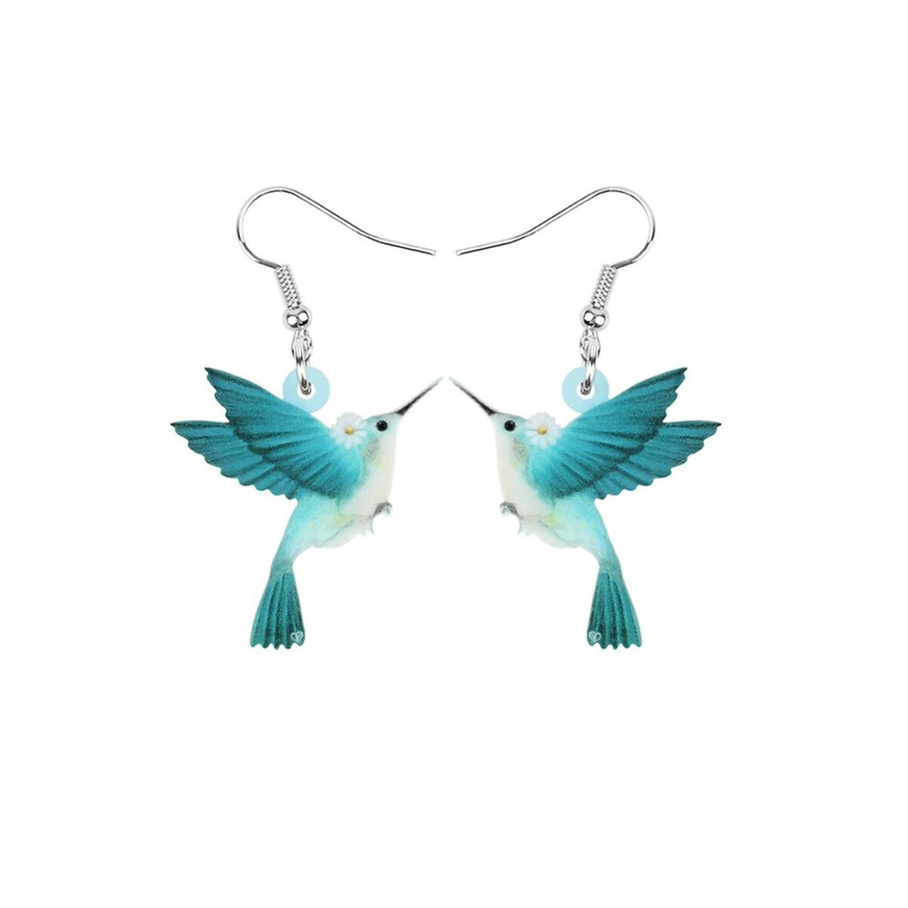 Teal Hummingbird Drop Earrings