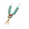 Teal Red Art Deco Necklace - White