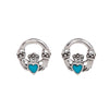 Teal Sterling Silver Claddagh Stud Earrings