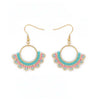 Teal & Pink Beaded Boho Circular Drop Earrings