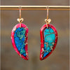 Teal & Red Lab-Created Howlite Heart Teardrop Earrings