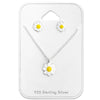 Terling Silver Dainty Daisy Stud Set With Matching Daisy Pendant - Ag Sterling - White