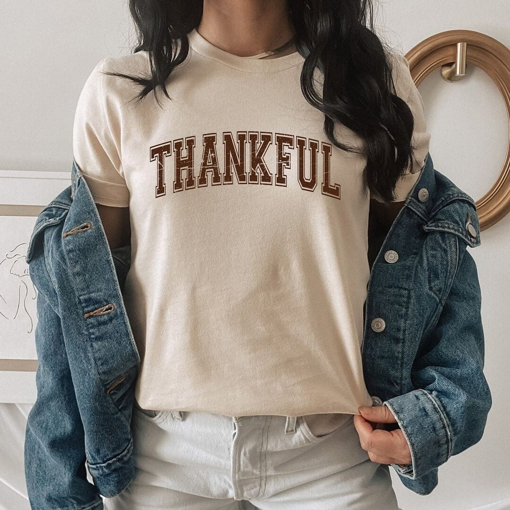 Thankful Varsity Short Sleeve Crewnneck Tee