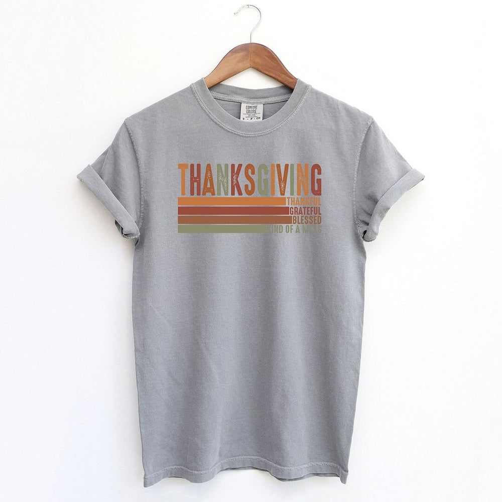 Thanksgiving Stripe Distressed Garment Dyed Tee