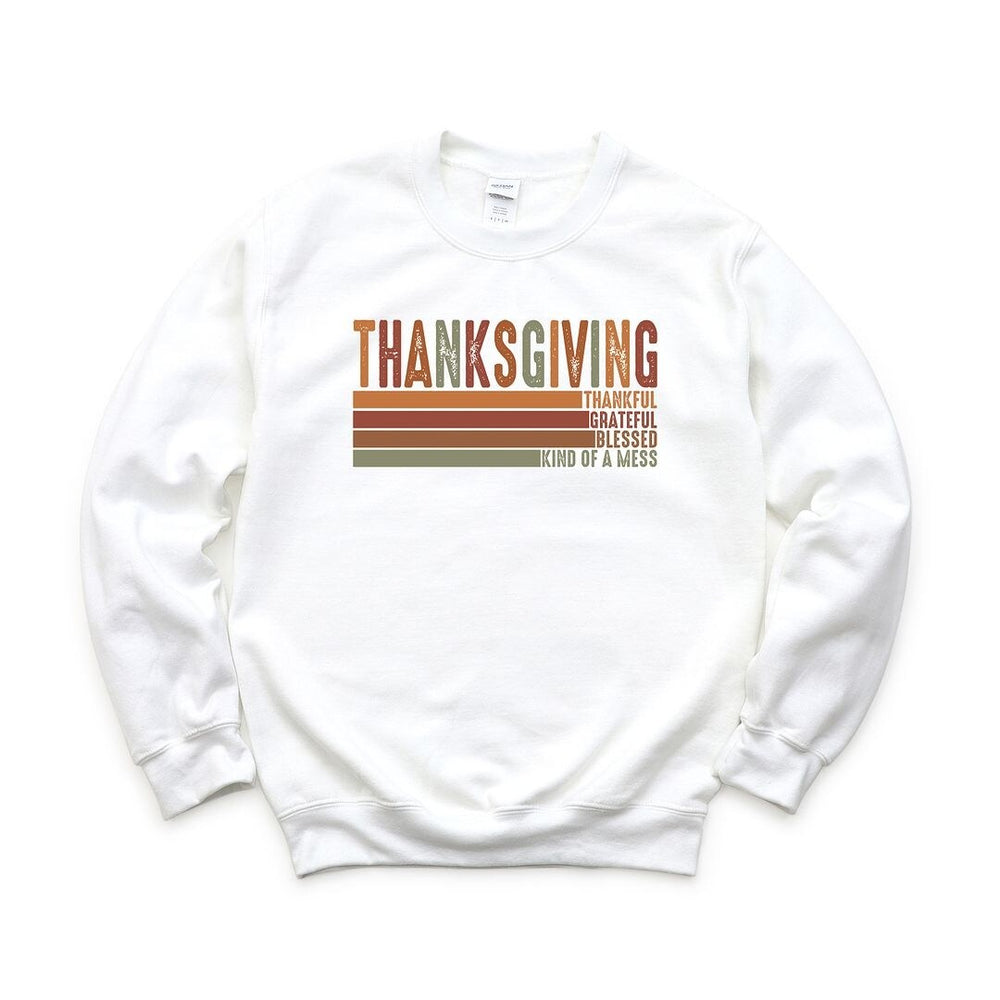 Thanksgiving Stripe Distressed Graphic Sweatshirt