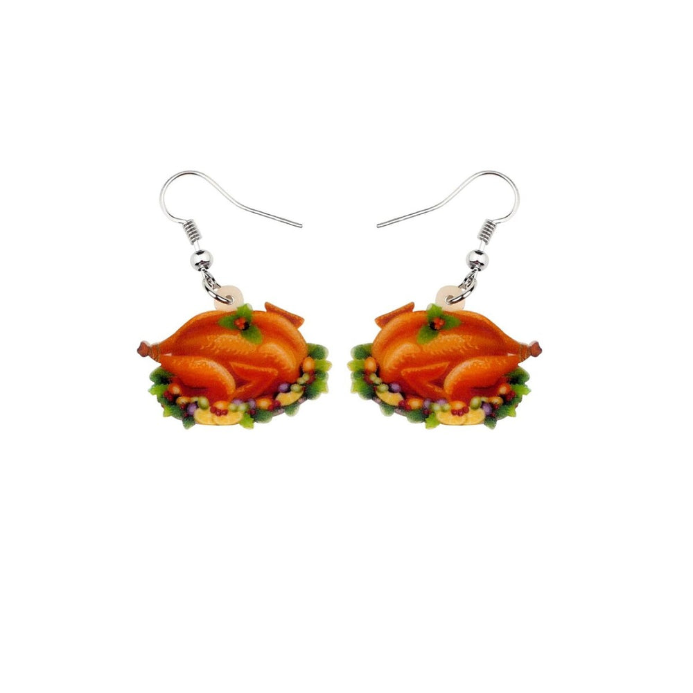 Thanksgiving Turkey Dinner Drop Earrings