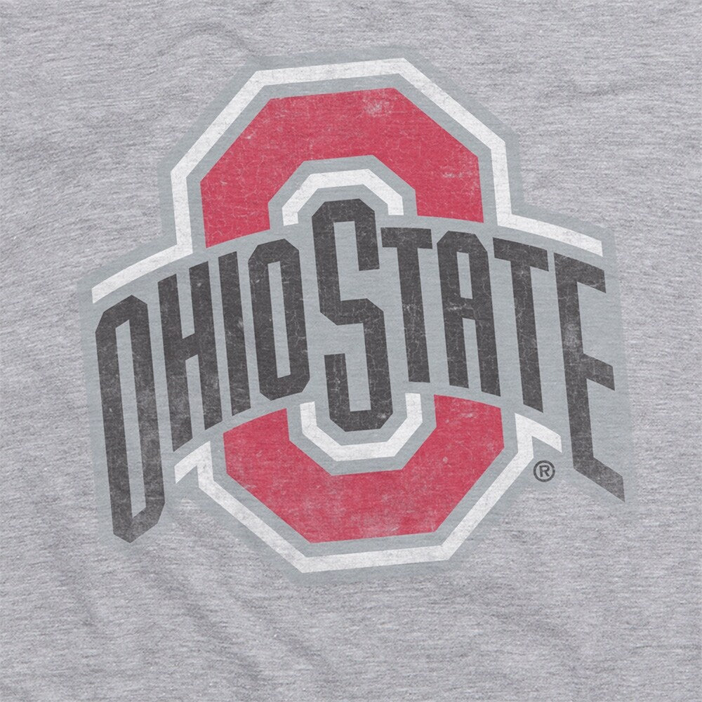 The Ohio State University Simple Distressed Logo Unisex Adult Heathered Premium T Shirt