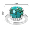 Tibetan Turquoise and White Topaz Sterling Silver Halo Ring