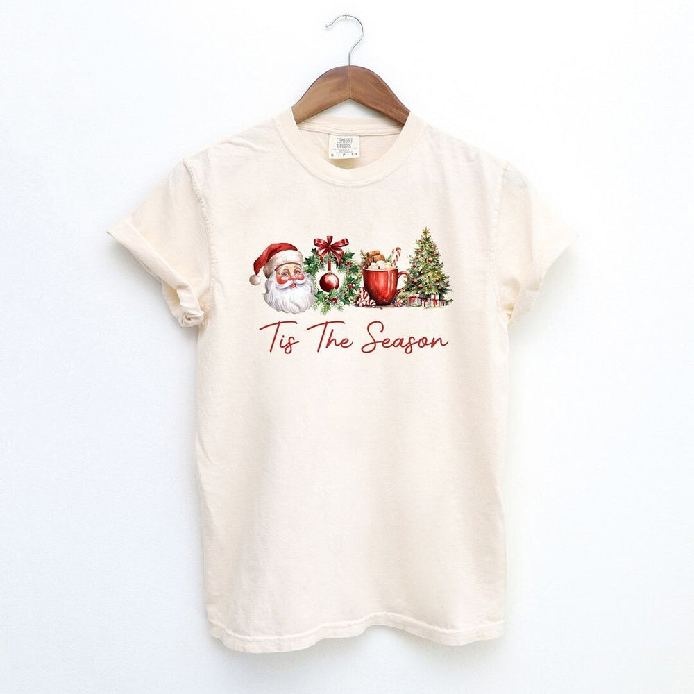 Tis The Season Christmas Collage Garment Dyed Tee