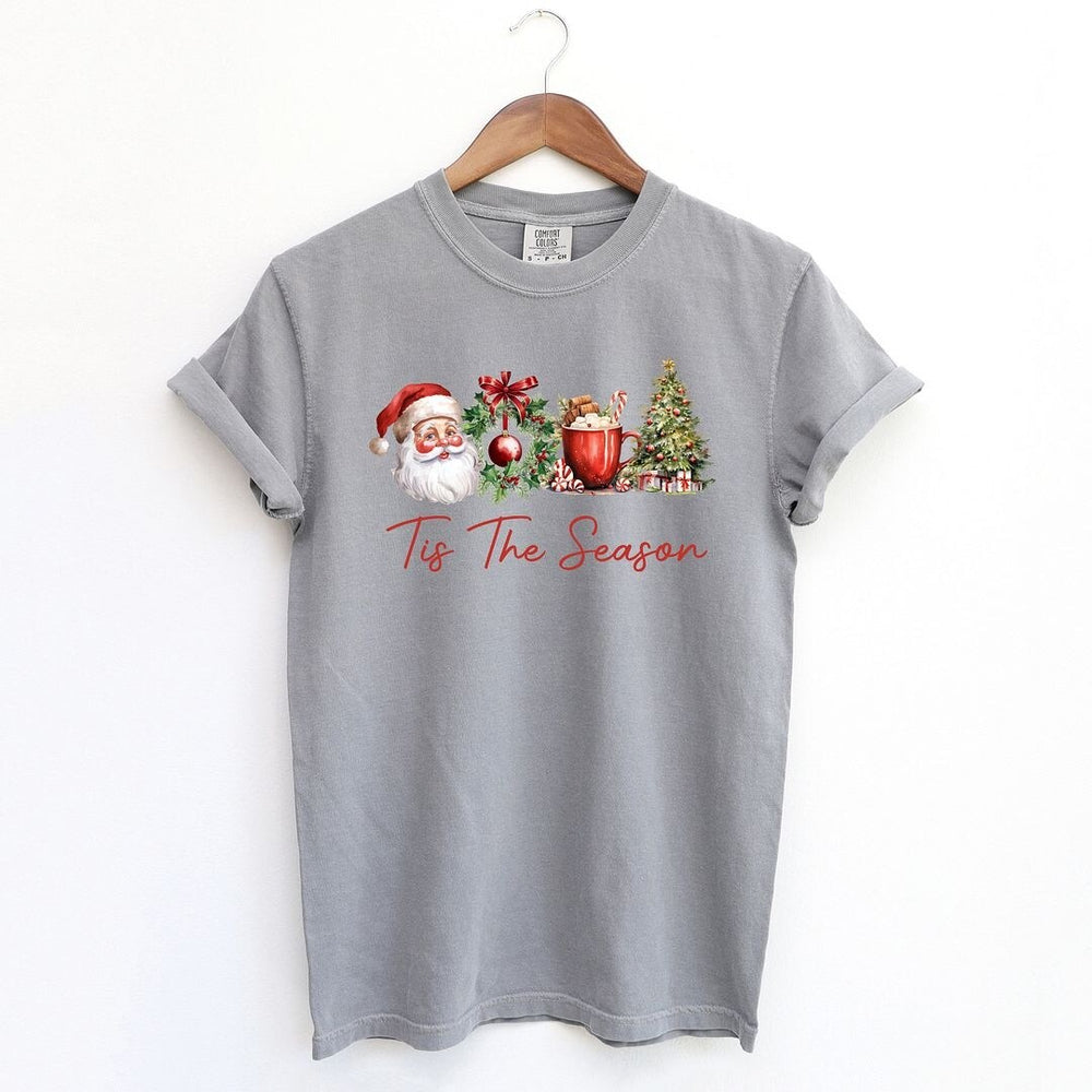 Tis The Season Christmas Collage Garment Dyed Tee