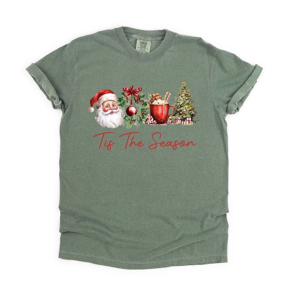 Tis The Season Christmas Collage Garment Dyed Tee