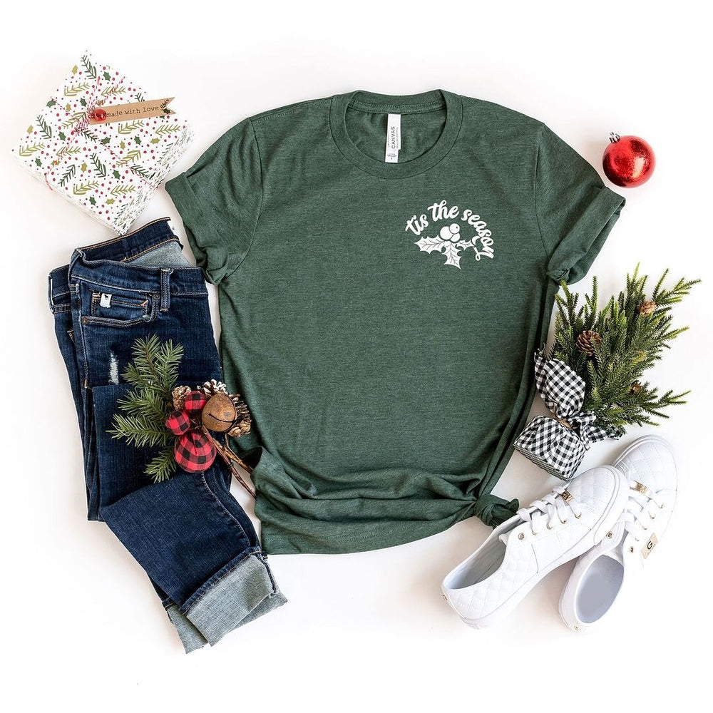 Tis The Season Holly Berries Mini Short Sleeve Crewnneck Tee