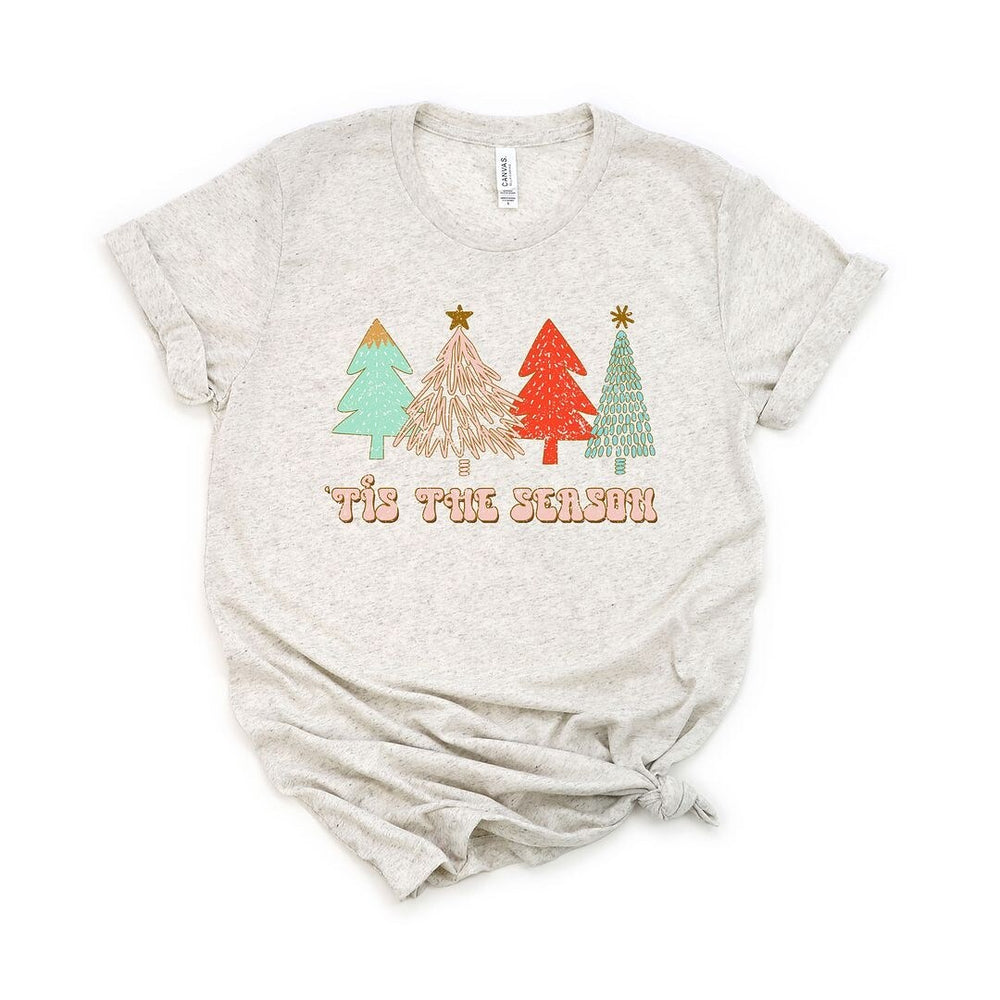 Tis The Season Trees Grunge Short Sleeve Crewnneck Tee