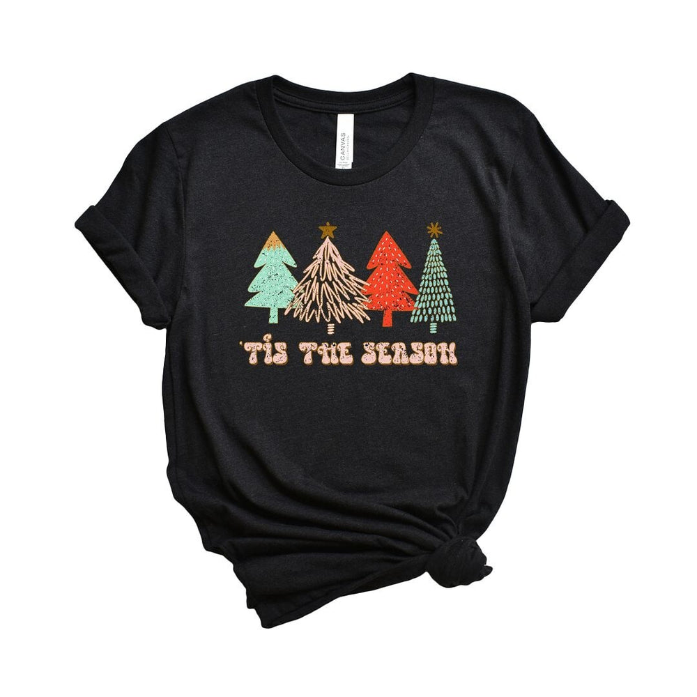 Tis The Season Trees Grunge Short Sleeve Crewnneck Tee