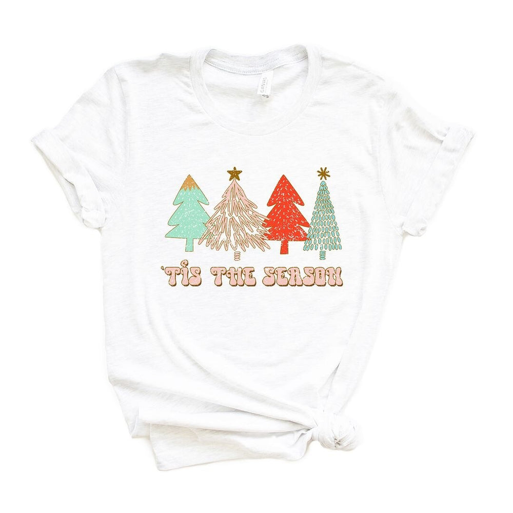 Tis The Season Trees Grunge Short Sleeve Crewnneck Tee