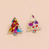 Transparent Multi Colored Terrazzo Christmas Tree Stud Earrings