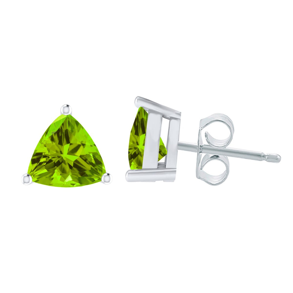 Trillion Shape 3.60Ct Natural Peridot Sterling Silver Stud Earrings