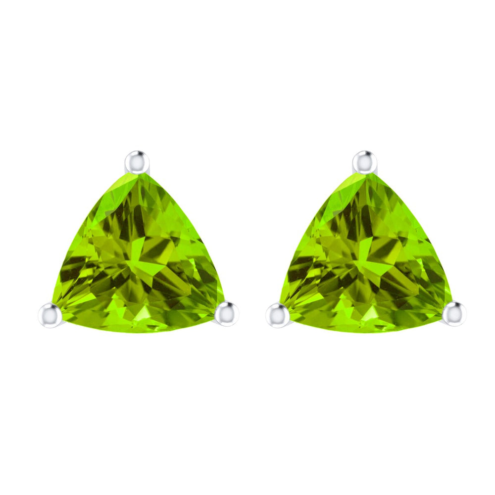 Trillion Shape 3.60Ct Natural Peridot Sterling Silver Stud Earrings