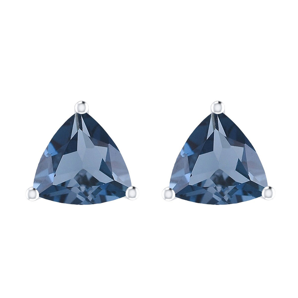 Trillion Shape 4.00Ct Natural London Blue Topaz Sterling Silver Stud Earrings