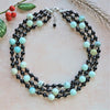 Triple Strand Onyx Necklace with Green Tones