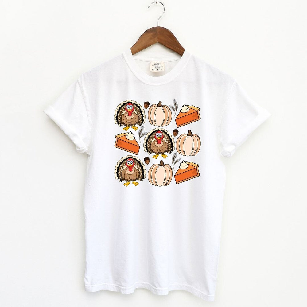 Turkey Pumpkin Pie Grid Garment Dyed Tee