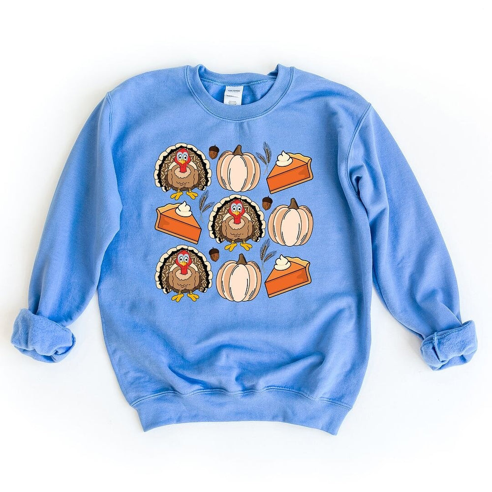 Turkey Pumpkin Pie Grid Graphic Sweatshirt