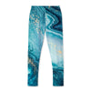 Turquoise Abstract Marble Print Leggings