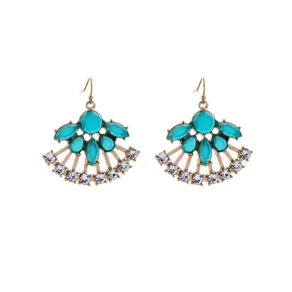 Turquoise Clear Crystal Earrings