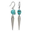 Turquoise Howlite Skull Spike Drop Earrings