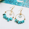 Turquoise Shell Asymmetrical Hoop Earrings